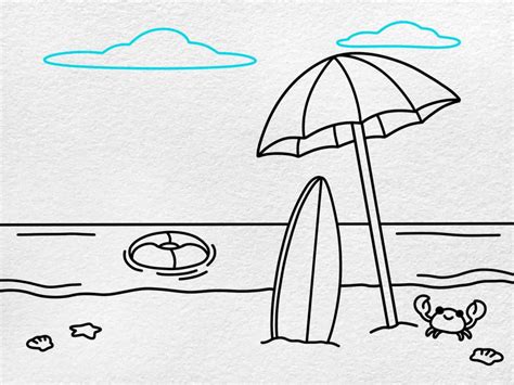 cute beach drawings|easy beach drawing printable.